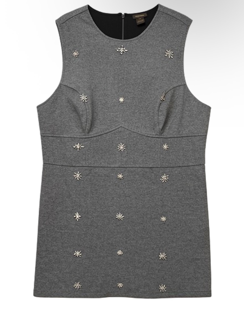 Anthropologie Sleeveless Jewel-Appliqué Grey Mini Dress